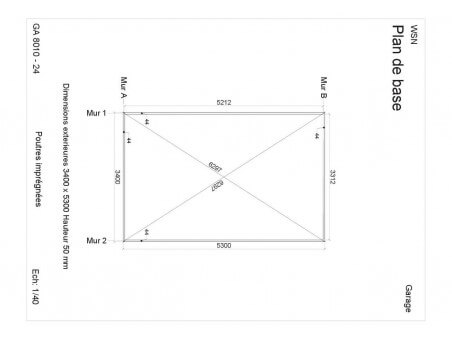 Garage 19.8m² Dim. 3600x5500-44 passage 2400x2000 GA8010-24 par WSN