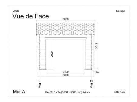 Garage 19.8m² Dim. 3600x5500-44 passage 2400x2000 GA8010-24 par WSN