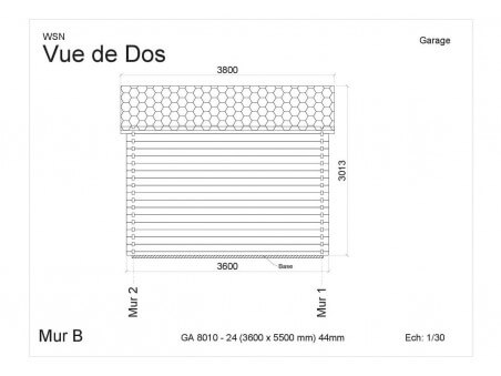 Garage 19.8m² Dim. 3600x5500-44 passage 2400x2000 GA8010-24 par WSN