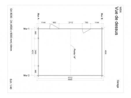 Garage sans porte 27m2 GA8030-24 par WSN