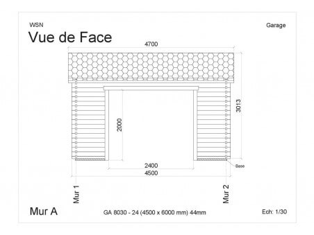 Garage sans porte 27m2 GA8030-24 par WSN