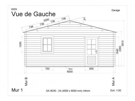 Garage sans porte 27m2 GA8030-24 par WSN