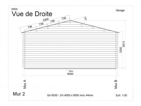 Garage sans porte 27m2 GA8030-24 par WSN