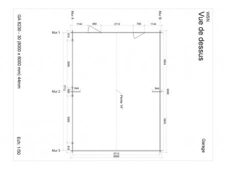 Garage sans porte 48m2 GA8230-30 par WSN