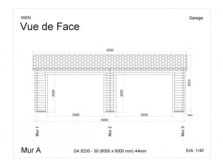 Garage sans porte 48m2 GA8230-30 par WSN