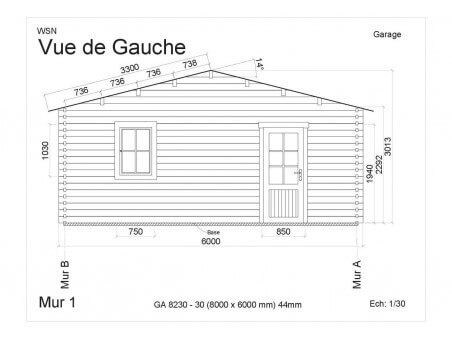 Garage sans porte 48m2 GA8230-30 par WSN