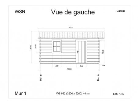 Garage 17m²   Dim. (3200X5200-44mm)