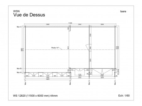 Chalet en bois  ISÈRE 11500x6000-44mm par WSN