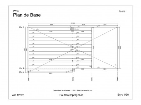 Chalet en bois  ISÈRE 11500x6000-44mm par WSN