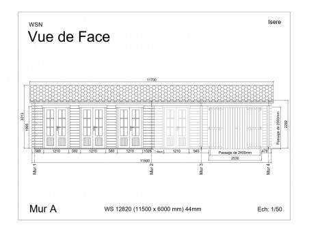 Chalet en bois  ISÈRE 11500x6000-44mm par WSN