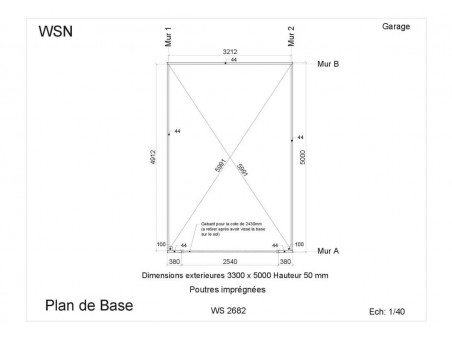 Garage 18m² Dim. (3500X5200-44mm) par WSN