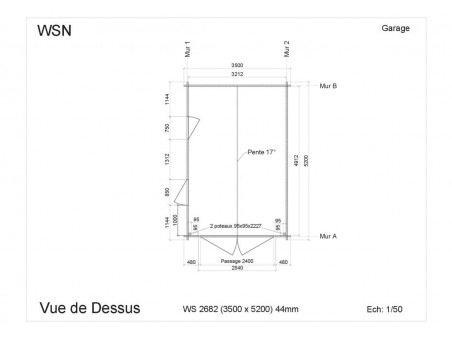 Garage 18m² Dim. (3500X5200-44mm) par WSN