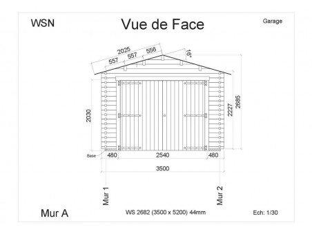 Garage 18m² Dim. (3500X5200-44mm) par WSN