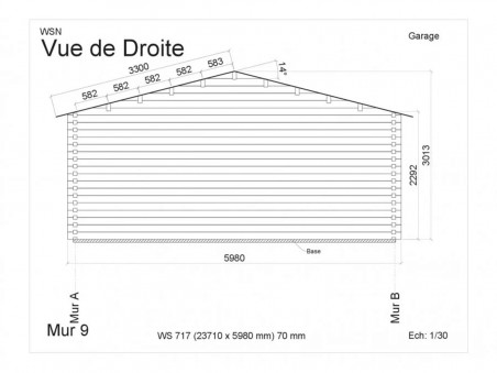 Garage en bois WS 717 par WSN - Vue de droite