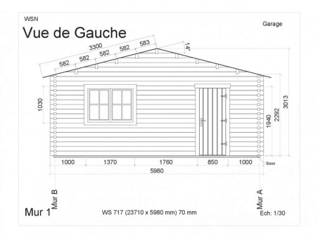 Garage en bois WS 717 par WSN - Vue de gauche