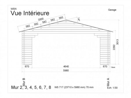 Garage en bois WS 717 par WSN - Vue intérieure
