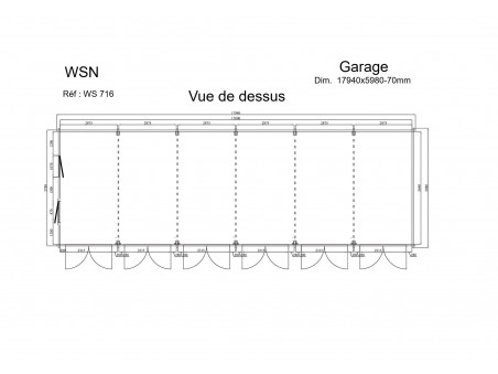 Garage 107m² 6 places (17940X5980-70mm)