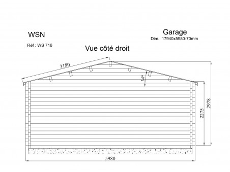 Garage 107m² 6 places (17940X5980-70mm)