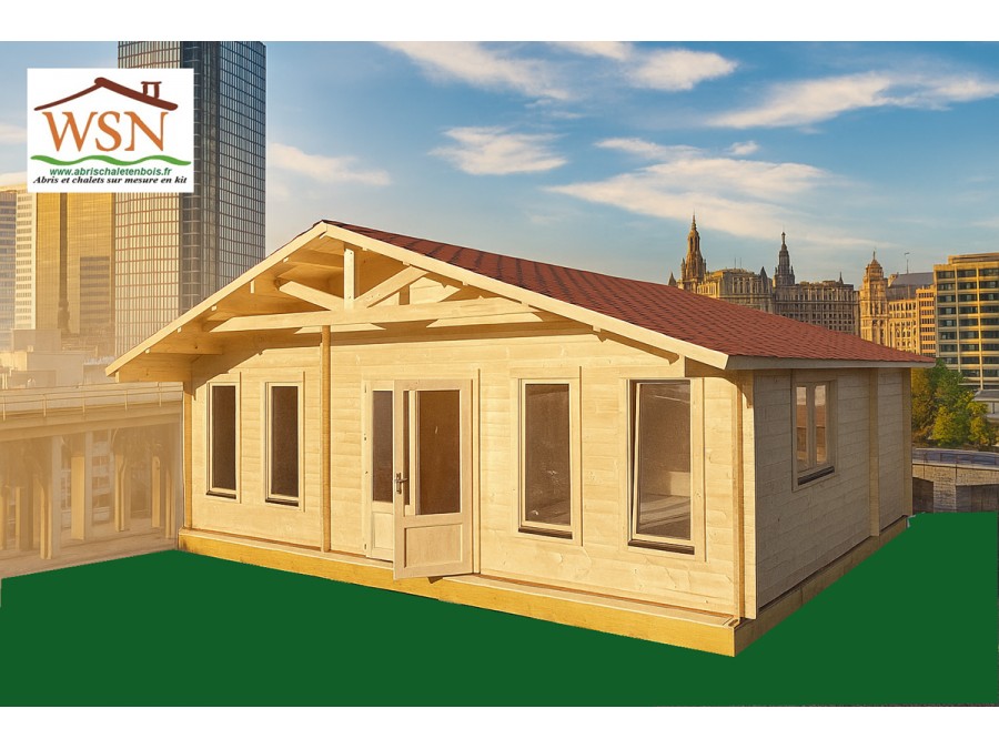 Chalet en bois  CHARENTE 48m² Dim. (8000x6000-44mm) WS 11870