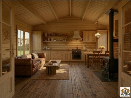 Bungalow en bois  CHARENTE 36m² Dim. (6000X6000-44mm)