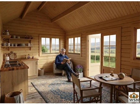 Bungalow en bois VOSGES 25,8m² Dim. (6000X4300-44mm) GP