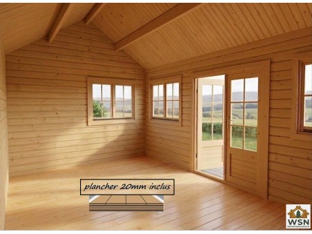 Bungalow en bois VOSGES 25,8m² Dim. (6000X4300-44mm) GP