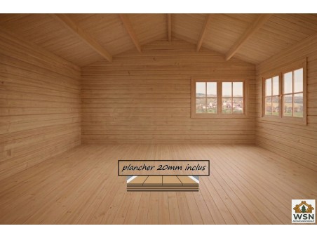 Bungalow en bois  VOSGES 36m² Dim. (6000X6000-44mm)