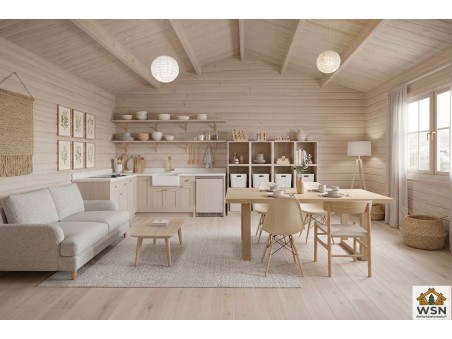 Bungalow en bois CHARENTE 36m² Dim. (6000X6000-70mm)