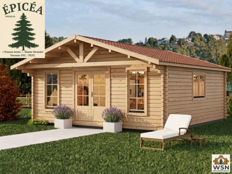 Bungalow en bois CHARENTE 36m² Dim. (6000X6000-70mm)