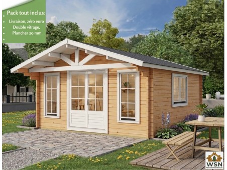 Bungalow en bois  CHARENTE 25m² Dim. (5000X5000-70mm)