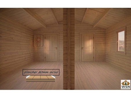Bungalow en bois  GERS 28,5m² Dim. (5000x5700-44mm)