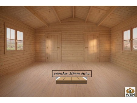 Bungalow en bois  GERS 28,5m² Dim. (5000x5700-44mm)
