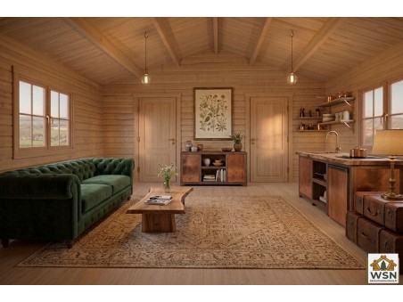 Bungalow en bois  GERS 28,5m² Dim. (5000x5700-44mm)