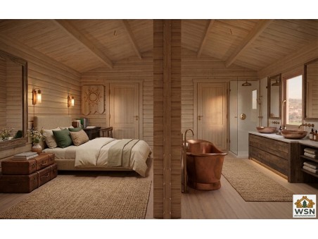 Bungalow en bois  GERS 28,5m² Dim. (5000x5700-44mm)