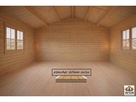 Bungalow en bois  FINISTERE 36m² Dim.  (6000x6000-44mm)