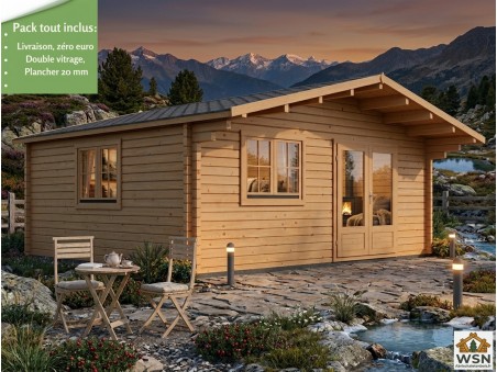 Bungalow en bois  AVEYRON 30m² Dim. (6000X5000-44mm)