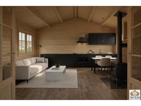 Bungalow en bois  AVEYRON 36m² Dim. (6000X6000-44mm)