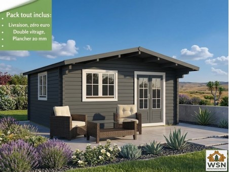 Bungalow en bois  AVEYRON 20m²   Dim. (5000X4000-44mm)