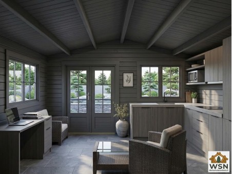 Bungalow en bois  AVEYRON 25m² Dim. (5000X5000-44mm)