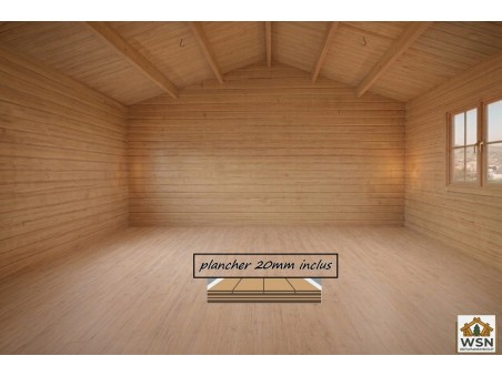 Bungalow en bois  AVEYRON 25m² Dim. (5000X5000-44mm)