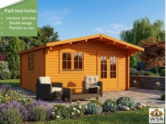 Bungalow en bois  AVEYRON 20m² Dim.  (5000X4000-70mm)