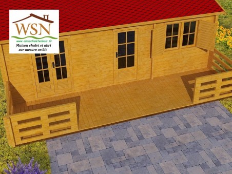 Chalet en bois VENDEE 48m² Dim. (8000x6000-44)