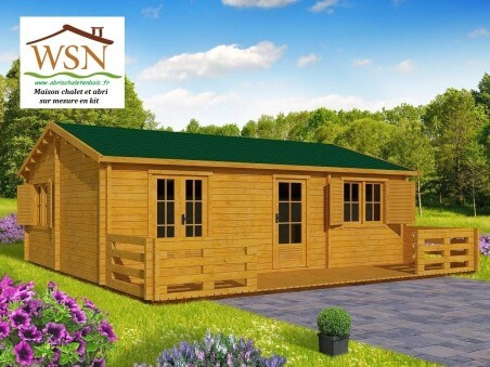 Chalet en bois VENDEE 48m² Dim. (8000x6000-44mm)