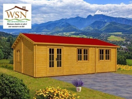 Chalet en bois VENDEE 48m² Dim. (8000x6000-44mm)