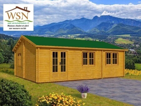 Chalet en bois  VENDEE 60m² Dim. (10000x6000-44mm)