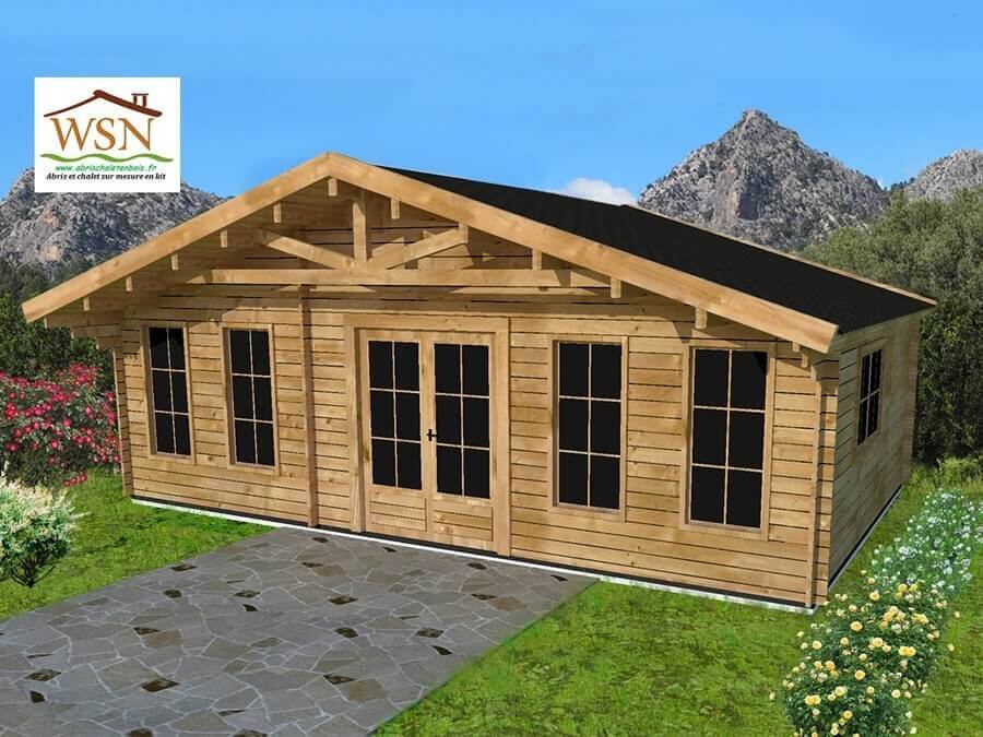 Chalet en bois Kit, 40m², 44mm, WS 11864