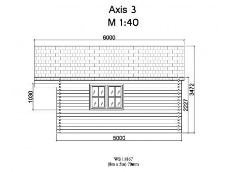 Chalet en bois  CHARENTE 40m² Dim. (7996x5000-70mm)