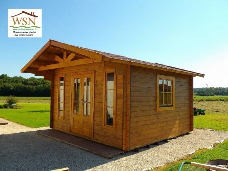 Abri en bois CHARENTE 16m² Dim. (4000X4000-70mm)