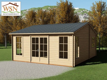 Bungalow en bois  VOSGES 42m² Dim.  (6000X7000-44mm)
