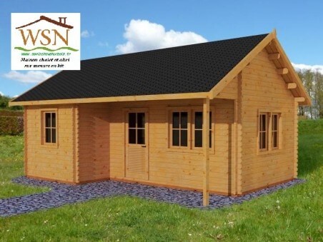 Bungalow en bois  NORMANDIE 23,2m² Dim. (5800X4000-44mm)